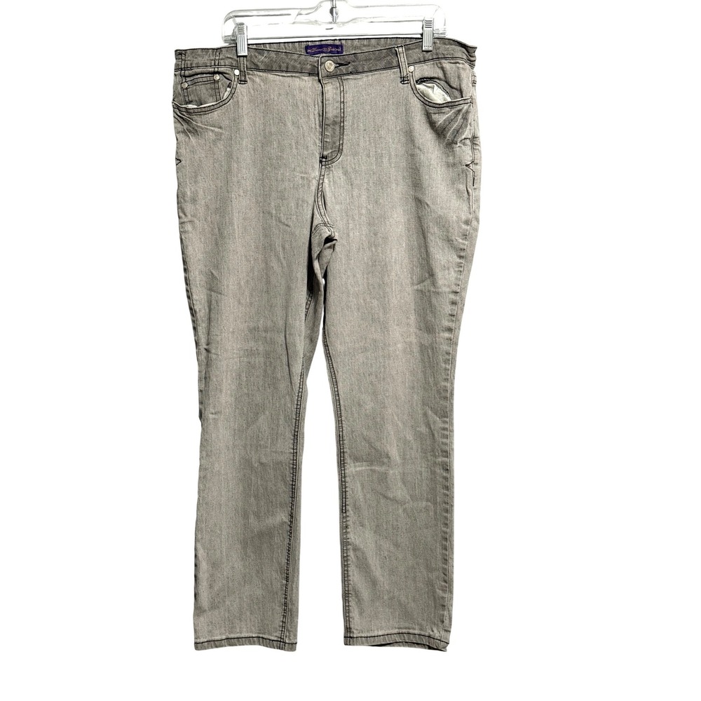 Drama Gold Womens Grey Straight Leg Denim Jeans High Rise Plus Size 16